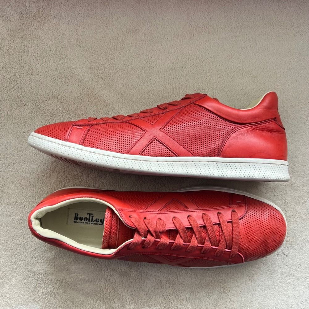 Bootleg by John Varvatos Men 13 M Red Perforated Leather Low Top Sneakers Casual